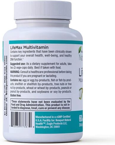 LifeMax Multivitamin: فيتامينات متعددة للبالغين مع حماية التيلومير، مضادات الأكسدة الطيفية، طيف ثوري كامل لمكافحة الشيخوخة، العيش لفترة أطول، صحة القلب. 60 كبسولة نباتية (كمية تكفي لمدة 30 يومًا) in Kuwait