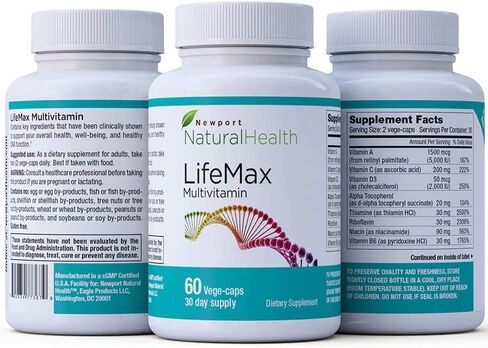 LifeMax Multivitamin: فيتامينات متعددة للبالغين مع حماية التيلومير، مضادات الأكسدة الطيفية، طيف ثوري كامل لمكافحة الشيخوخة، العيش لفترة أطول، صحة القلب. 60 كبسولة نباتية (كمية تكفي لمدة 30 يومًا) in Kuwait