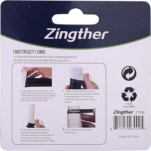 شريط قبضة مضرب تنس احترافي للغاية من Zingther يمسك أيضًا بمضرب كرة الريشة/كرة المضرب/مضرب الاسكواش، ومضرب البيسبول/الكريكيت ومجداف كرة البيسبول in Kuwait