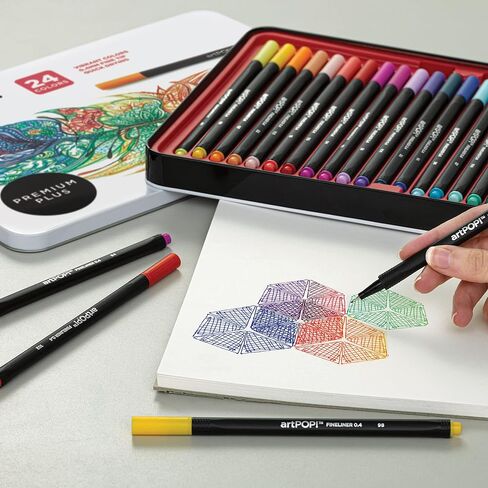 أقلام Fineliner، مجموعة مكونة من 96 قلمًا، أقلام فنون جميلة ملونة للمجلات والرسم والخربشة وسجلات القصاصات والرسم والتوضيح والنقطة الدقيقة in Kuwait