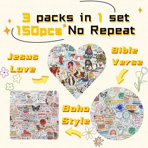 150 قطعة من ملصقات آية الكتاب المقدس، ملصقات يسوع، ملصقات مسيحية لليوميات، لوازم مذكرات دراسة الكتاب المقدس، ملحقات الكتاب المقدس، هدايا مسيحية، ملصقات الكتاب المقدس لزجاجات المياه للفتيات والأطفال in Kuwait