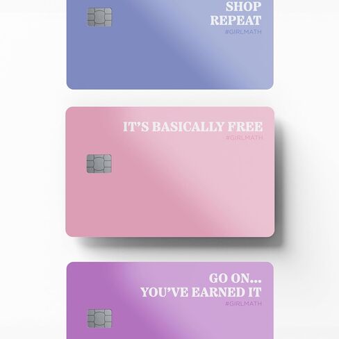 3 x Girl Math Meme Credit Card Skin Mauve/Pink/Purple Debit Card Sticker in Kuwait