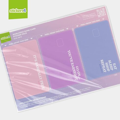 3 x Girl Math Meme Credit Card Skin Mauve/Pink/Purple Debit Card Sticker in Kuwait