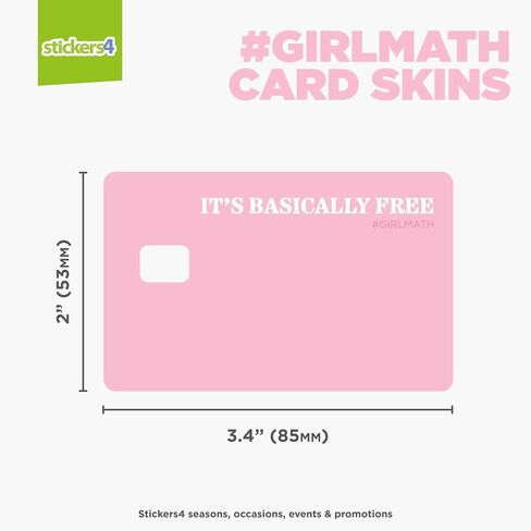 3 x Girl Math Meme Credit Card Skin Mauve/Pink/Purple Debit Card Sticker in Kuwait