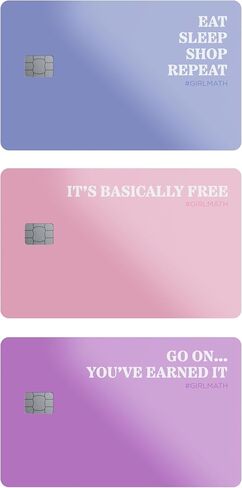 3 x Girl Math Meme Credit Card Skin Mauve/Pink/Purple Debit Card Sticker in Kuwait