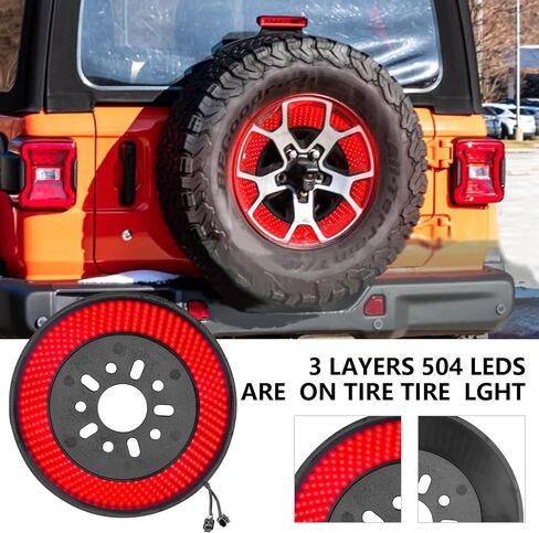 Spare Tire Brake Light Plug & Play Third BrakeTail Light LED Wheel Light Accessories Compatible with Jeep Wrangler 2007-2018 Jeep Wrangler JK/JKU in Saudi Arabia