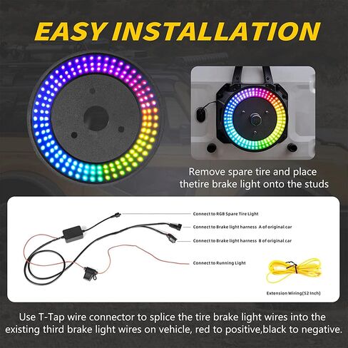 Spare Tire Brake Light Plug & Play Third BrakeTail Light LED Wheel Light Accessories Compatible with Jeep Wrangler 2007-2018 Jeep Wrangler JK/JKU in Saudi Arabia