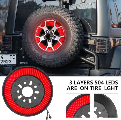 قابس ضوء فرامل الإطارات الاحتياطية وتشغيل ضوء الفرامل الثالث LED ملحقات إضاءة العجلات المتوافقة مع جيب رانجلر 2007-2018 جيب رانجلر JK/JKU in Kuwait