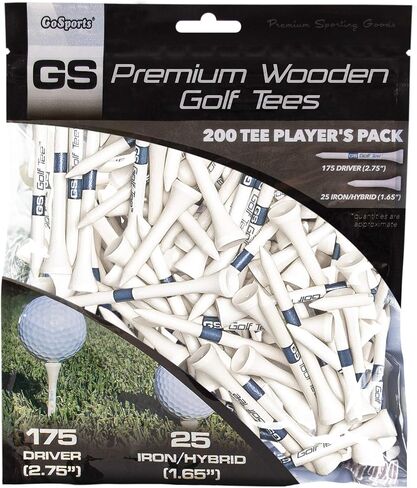 GoSports 2.75 Inch Premium Wooden Golf Tees - 200 Tee Player's Pack with Driver and Iron/Hybrid Tees, Choose Your Tee Color in Saudi Arabia