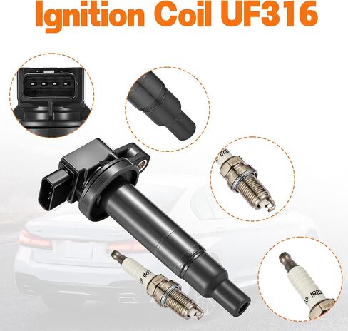 حزمة ملف الإشعال UF487 وقابس إشعال إيريديوم لمركبات V6 3.5L، متوافقة مع تويوتا أفالون كامري هايلاندر RAV4 سيينا فينزا، لكزس ES350 RX350 RX450h، مجموعة من 6 in Saudi Arabia