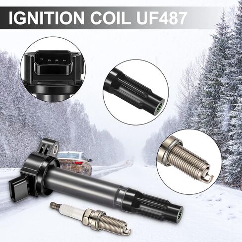 حزمة ملف الإشعال UF487 وقابس إشعال إيريديوم لمركبات V6 3.5L، متوافقة مع تويوتا أفالون كامري هايلاندر RAV4 سيينا فينزا، لكزس ES350 RX350 RX450h، مجموعة من 6 in Saudi Arabia