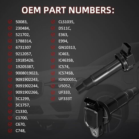 حزمة ملف الإشعال UF487 وقابس إشعال إيريديوم لمركبات V6 3.5L، متوافقة مع تويوتا أفالون كامري هايلاندر RAV4 سيينا فينزا، لكزس ES350 RX350 RX450h، مجموعة من 6 in Kuwait