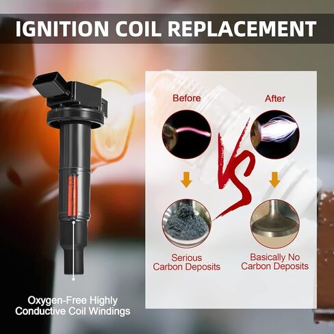 حزمة ملف الإشعال UF487 وقابس إشعال إيريديوم لمركبات V6 3.5L، متوافقة مع تويوتا أفالون كامري هايلاندر RAV4 سيينا فينزا، لكزس ES350 RX350 RX450h، مجموعة من 6 in Kuwait