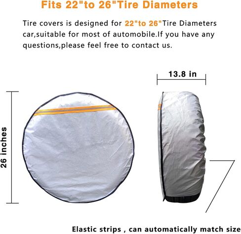 Tire Covers Set of 4, 6 Layer Wheel Covers for RV Trailer Camper Truck Motorhome Auto,Waterproof Sun Rain Frost Snow Protector Aluminum Film in Kuwait