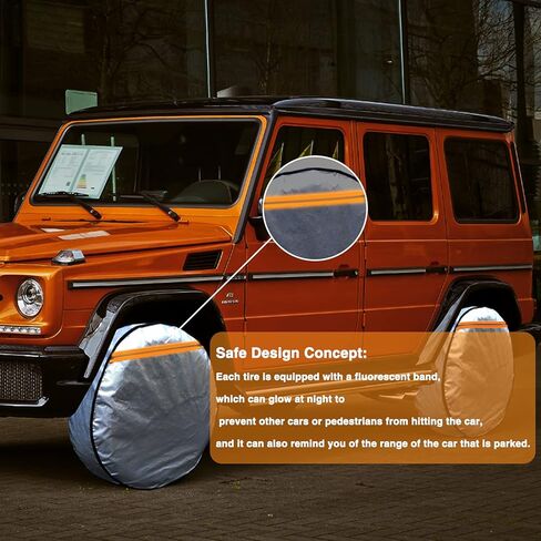 Tire Covers Set of 4, 6 Layer Wheel Covers for RV Trailer Camper Truck Motorhome Auto,Waterproof Sun Rain Frost Snow Protector Aluminum Film in Kuwait