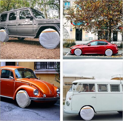 Tire Covers Set of 4, 6 Layer Wheel Covers for RV Trailer Camper Truck Motorhome Auto,Waterproof Sun Rain Frost Snow Protector Aluminum Film in Kuwait