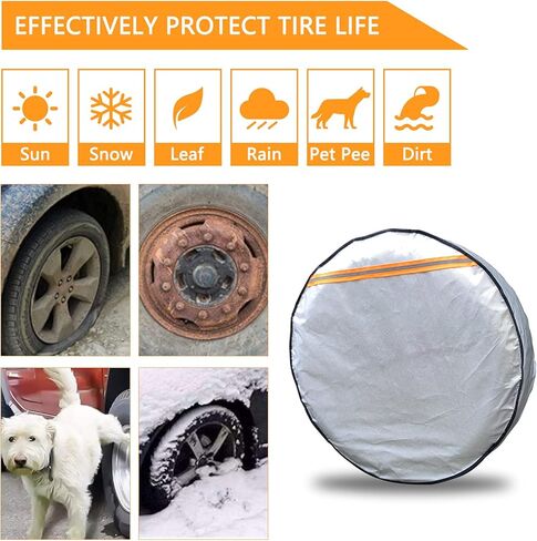 Tire Covers Set of 4, 6 Layer Wheel Covers for RV Trailer Camper Truck Motorhome Auto,Waterproof Sun Rain Frost Snow Protector Aluminum Film in Kuwait