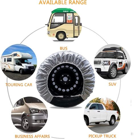 Tire Covers Set of 4, 6 Layer Wheel Covers for RV Trailer Camper Truck Motorhome Auto,Waterproof Sun Rain Frost Snow Protector Aluminum Film in Kuwait