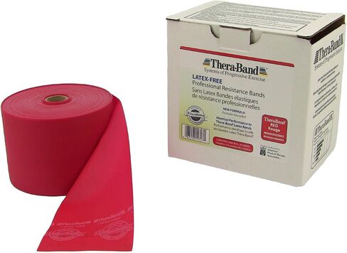 حزام مقاومة THERABAND بطول 50 ياردة، أربطة مرنة احترافية متوسطة الحجم غير لاتكس باللون الأحمر للتمرين العلوي والسفلي للجسم، والعلاج الطبيعي، والبيلاتيس، وإعادة التأهيل، صندوق توزيع، مستوى المبتدئين 3 in Saudi Arabia