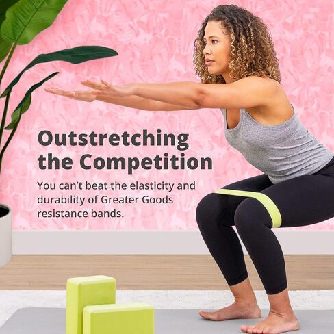 أحزمة مقاومة للتمارين الرياضية من Greater Goods، رائعة لليوجا والبيلاتس والعلاج الطبيعي والتمدد وصالة الألعاب الرياضية المنزلية، مجموعة من 5 قطع in Kuwait