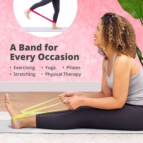 أحزمة مقاومة للتمارين الرياضية من Greater Goods، رائعة لليوجا والبيلاتس والعلاج الطبيعي والتمدد وصالة الألعاب الرياضية المنزلية، مجموعة من 5 قطع in Kuwait