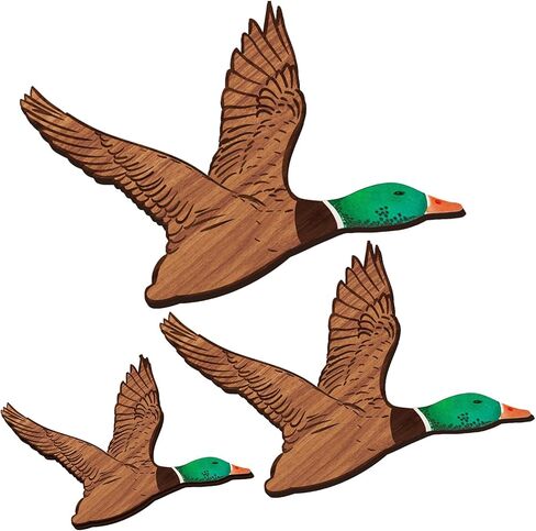 3 Size Mallard Duck Wall Art Wooden Ducks Wall Decor Rustic Flying Birds Wall Decor Carved Wood Wall Art for Home Living Room Wood Ducks Wall Decor for Bedroom Office (Green,Normal Size) in Kuwait