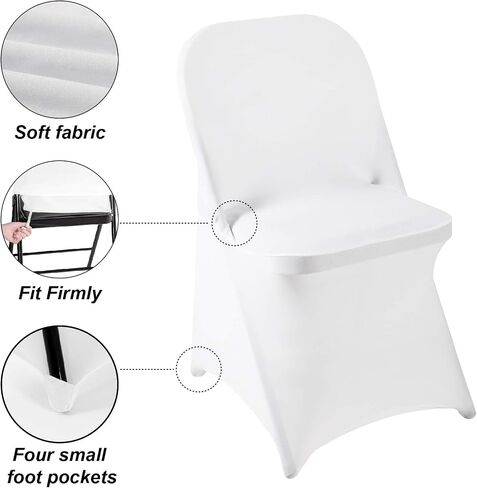 Ascoza 6 Pack White Spandex Folding Chair Covers in Stretch Washable Fabric for Wedding, Party,Holidays,Celebration and Other Special Events in Saudi Arabia