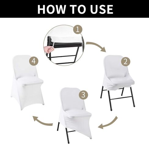 Ascoza 6 Pack White Spandex Folding Chair Covers in Stretch Washable Fabric for Wedding, Party,Holidays,Celebration and Other Special Events in Saudi Arabia