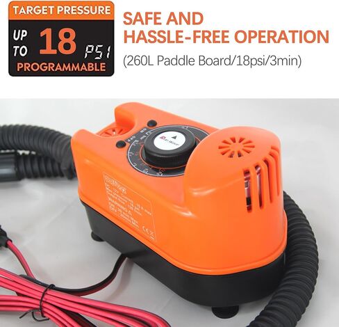 مضخة مجداف SUP مضخة كهربائية مزدوجة المرحلة عالية الضغط 20 رطل لكل بوصة مربعة 12 فولت تيار مستمر موصل سيارة منفاخ هواء لخيمة ISUP Kayak والقوارب القابلة للنفخ in Kuwait