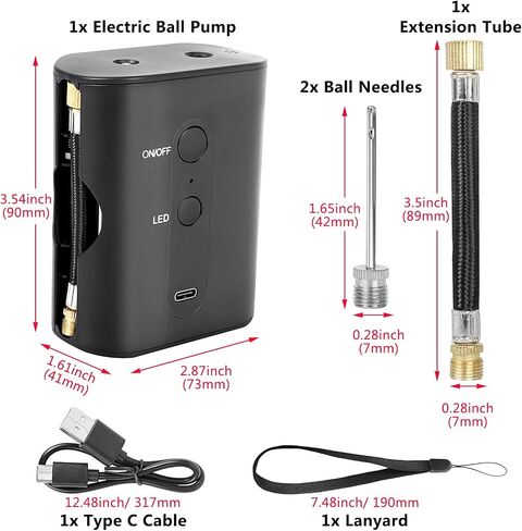 Electric Ball Pump (20psi), Portable Basketball Pump with 2 Needles, Rechargeable Air Pump Ball Inflator for Basketball Soccer Volleyball Football Sports Ball Equipment in Saudi Arabia