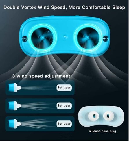 جهاز اثنان في واحد مضاد للشخير، جهاز مضاد للشخير بسرعات متغيرة مع سرعة رياح قابلة للتعديل، مناسب للنساء والرجال لإيقاف الشخير. جهاز صامت (أزرق) in Kuwait