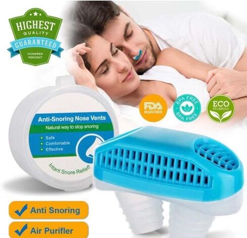 جهاز اثنان في واحد مضاد للشخير، جهاز مضاد للشخير بسرعات متغيرة مع سرعة رياح قابلة للتعديل، مناسب للنساء والرجال لإيقاف الشخير. جهاز صامت (أزرق) in Kuwait