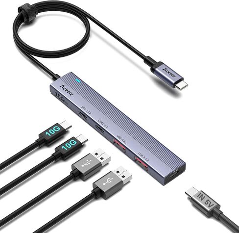 موزع Aceele USB 3.2 بسرعة 10 جيجابت في الثانية مع 4 منافذ USB A 3.2 وموزع USB 3.2 الجيل الثاني مع كابل بيانات طويل ممتد بطول 4 أقدام ومنفذ طاقة من النوع C، لجهاز Chromebook وSurface Pro 3 وiMac وPS4 Flash Drive Data والمزيد in Saudi Arabia