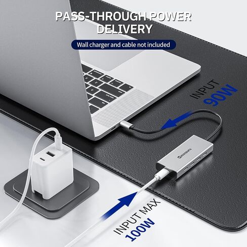minisopuru 4 منافذ USB C Hub - محور USB بسرعة 10 جيجابت في الثانية لأجهزة الكمبيوتر المحمول، محول USB Hub متعدد المنافذ لأجهزة MacBook Pro وMacBook وMacBook Air وiPad وSurface Pro وChromebook. (لا يوجد شحن/نقل فيديو) in Kuwait