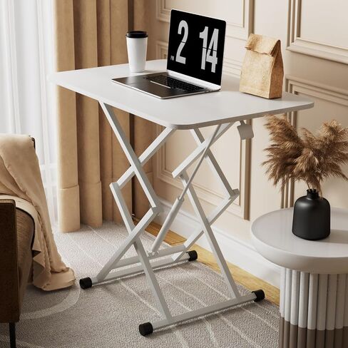Standing Desk, Height Adjustable Converter Desk, 31.5"x20" Workstation, Ergonomic Gas Height Adjustable Standing Desk, Sit Stand Tabletop Monitor and Laptop Riser Platform Work Table (White) in Saudi Arabia