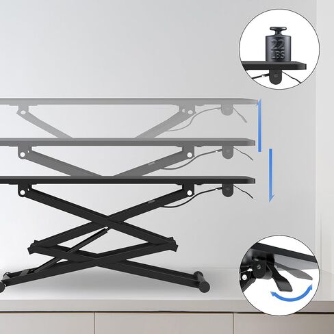 Standing Desk, Height Adjustable Converter Desk, 31.5"x20" Workstation, Ergonomic Gas Height Adjustable Standing Desk, Sit Stand Tabletop Monitor and Laptop Riser Platform Work Table (White) in Saudi Arabia