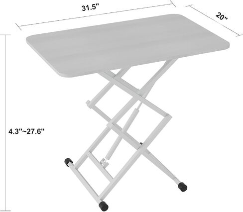 Standing Desk, Height Adjustable Converter Desk, 31.5"x20" Workstation, Ergonomic Gas Height Adjustable Standing Desk, Sit Stand Tabletop Monitor and Laptop Riser Platform Work Table (White) in Saudi Arabia