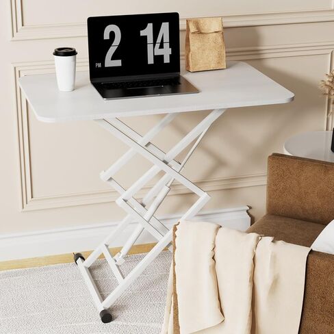 Standing Desk, Height Adjustable Converter Desk, 31.5"x20" Workstation, Ergonomic Gas Height Adjustable Standing Desk, Sit Stand Tabletop Monitor and Laptop Riser Platform Work Table (White) in Saudi Arabia