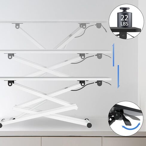 Standing Desk, Height Adjustable Converter Desk, 31.5"x20" Workstation, Ergonomic Gas Height Adjustable Standing Desk, Sit Stand Tabletop Monitor and Laptop Riser Platform Work Table (White) in Saudi Arabia