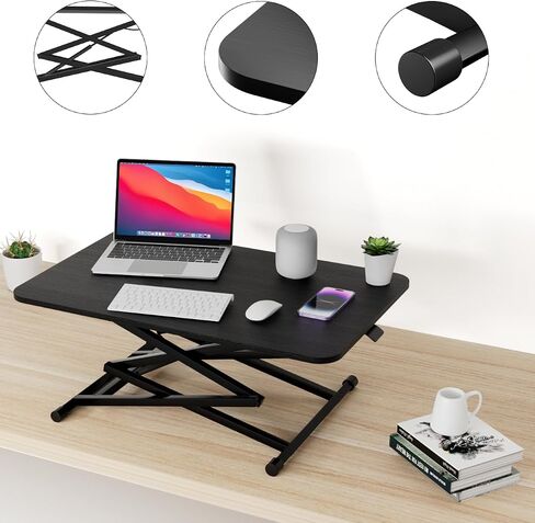 Standing Desk, Height Adjustable Converter Desk, 31.5"x20" Workstation, Ergonomic Gas Height Adjustable Standing Desk, Sit Stand Tabletop Monitor and Laptop Riser Platform Work Table (White) in Saudi Arabia