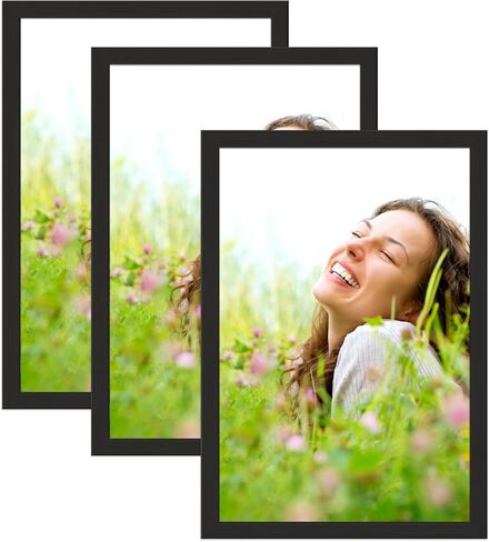 إطار مقاس 16 × 20 للصورة/الصورة/الملصق/الفنون، إطار ملصق مقاس 16 × 20 أسود، 3 عبوات، خشب، زجاج بليكسي، معلق على الحائط، طريقتان للعرض in Saudi Arabia