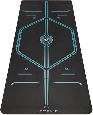 Liforme XL Yoga Mat – Free Yoga Bag Included - Patented Alignment System, Warrior-like Grip, Non-slip, Eco-friendly, sweat-resistant, long, wide, 4.2mm thick mat for comfort in Saudi Arabia