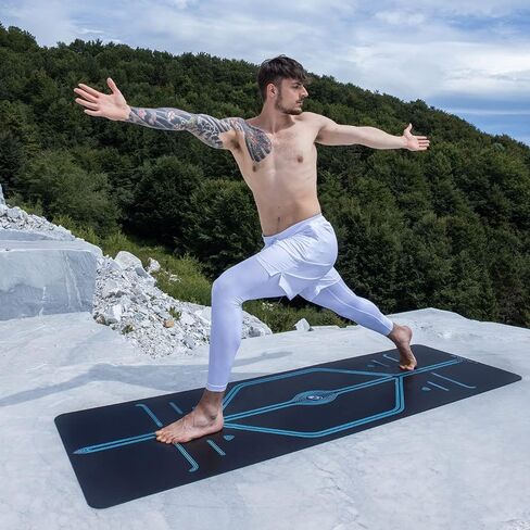 Liforme XL Yoga Mat – Free Yoga Bag Included - Patented Alignment System, Warrior-like Grip, Non-slip, Eco-friendly, sweat-resistant, long, wide, 4.2mm thick mat for comfort in Saudi Arabia
