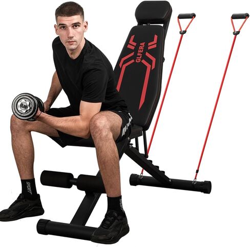 مقعد رفع الأثقال، جهاز ضغط مقعد قابل للتعديل لتدريب القوة، مقعد منحدر منحدر للجلوس في صالة الألعاب الرياضية المنزلية، قابل للطي السريع - نسخة مطورة in Kuwait