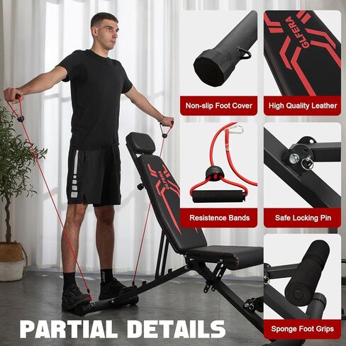 مقعد رفع الأثقال، جهاز ضغط مقعد قابل للتعديل لتدريب القوة، مقعد منحدر منحدر للجلوس في صالة الألعاب الرياضية المنزلية، قابل للطي السريع - نسخة مطورة in Kuwait