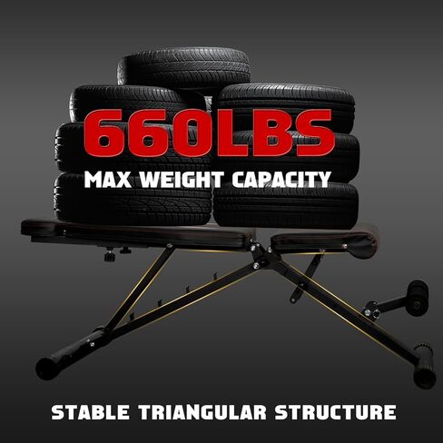 مقعد رفع الأثقال، جهاز ضغط مقعد قابل للتعديل لتدريب القوة، مقعد منحدر منحدر للجلوس في صالة الألعاب الرياضية المنزلية، قابل للطي السريع - نسخة مطورة in Kuwait