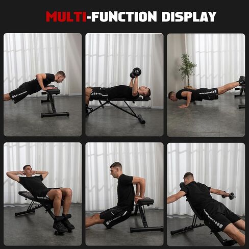 مقعد رفع الأثقال، جهاز ضغط مقعد قابل للتعديل لتدريب القوة، مقعد منحدر منحدر للجلوس في صالة الألعاب الرياضية المنزلية، قابل للطي السريع - نسخة مطورة in Kuwait