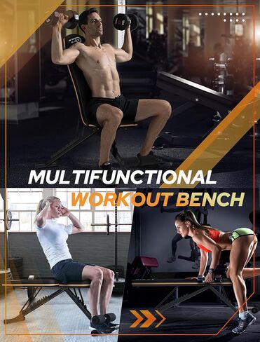 Weight Bench Press, Foldable Workout Bench for Home Gym, 660 LBS Stable Incline Decline Bench for Full Body, Weight Benches for Home Gym, Sit up Bench Strength Training Benches in Saudi Arabia