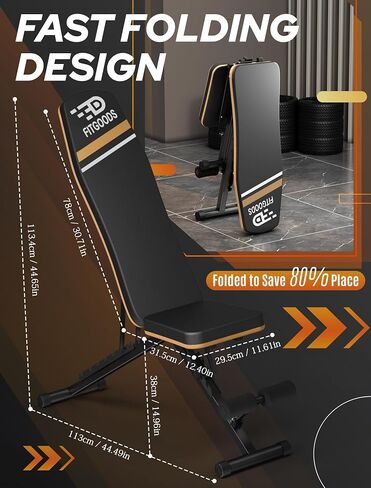 Weight Bench Press, Foldable Workout Bench for Home Gym, 660 LBS Stable Incline Decline Bench for Full Body, Weight Benches for Home Gym, Sit up Bench Strength Training Benches in Saudi Arabia