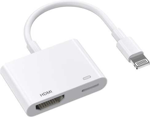 [معتمد من Apple MFi] محول Lightning إلى HDMI، محول شاشة مزامنة الفيديو والصوت بدقة 1080 بكسل، محول AV رقمي مع منفذ شحن لهاتف iPhone14 13 12 11 XS XR X 8 7، iPad إلى HD TV/شاشة/جهاز عرض أبيض in Kuwait